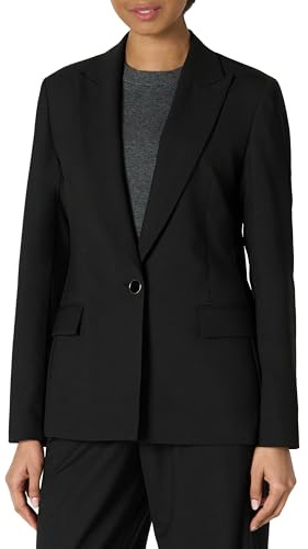 Amazon Essentials Blazer Monopetto in Tessuto Regular Fit Donna, Nero, 46-48