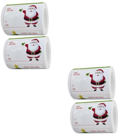 Lurrose 4 Rollen Etiketten für Weihnachtsaufkleber weihnachtsmotiv weihnachtsbasteln Namensschild-Aufkleber für Weihnachten Versiegelungsaufkleber für Geschenkboxen Cartoon-Aufkleber