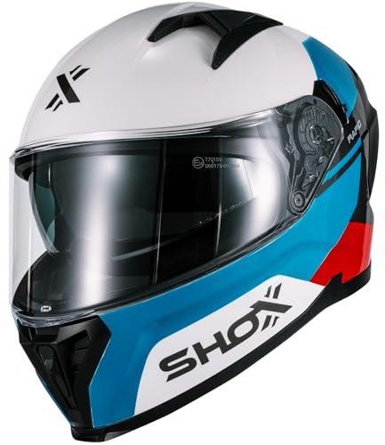 Shox Rapid Turbo Motorcycle Helmet M Gloss Blue White Red