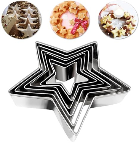 6 Pcs Christmas Cookie Cutter,Stainless Steel Biscuit Cutters,Stars Pastry Cutter for Baking Biscuit Cake Kids Gingerbread Mince Pie Snowflake Molds on Christmas Day Kids Party