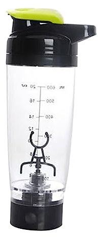 Cabilock Borraccia Shaker Elettrico 600ml in Pp Verde Miscelatore a Batteria Anti-graffio per Frullati Proteici Portatile per Sport e Palestra