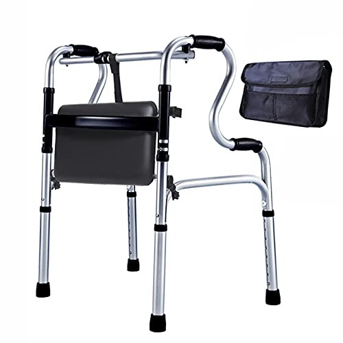 Andador Alto para Personas Mayores, Andador Plegable y liviano para Hombres Altos de más de 6 pies, Ayuda para la Movilidad Vertical con Asiento y Bolsa de Almacenamiento, Altura Ajustable, Carga 400