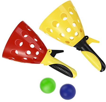 WESIEVYA Ballspiel Satz Für Kinder Wurf Und Fangspiel Mit 4 Launchern Und 6 Bällen Zum Spielen Im Garten Und Outdoor