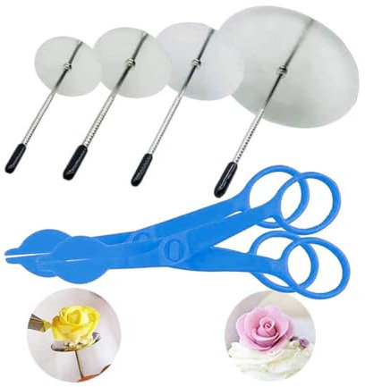 Icing Tool Set - Flower Nail Lifters With 4 Nails and 2 Lifters, Stainless Steel Baking Tools for Cake Decoration (Blue)