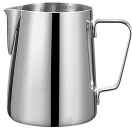 WENYOG Pot à Lait Pichet à Mousse de Lait en Acier Inoxydable, Long Bec Arrondi, pichet d'art Latte, pichet à Lait, mousseur, pichet à Vapeur for Lait Barista(350ML-Original)