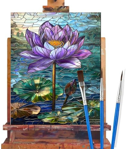 Malen Nach Zahlen Erwachsene Blume,Lotusblume Malen Nach Zahlen DIY set Handgemalt Ölgemälde,Mit Pinseln und Acrylfarbe,Bastelset Erwachsene Frauen für Geschenke und Home Wand Dekoration (60x90cm) D19