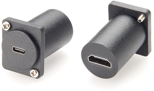 Plinkwirekb Connecteurs de montage sur panneau de type D/XLR USB-C vers HDMI 4K 60 Hz USB Type C femelle vers HDMI femelle convertisseur de châssis à bride (1 pièce)