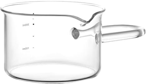 Bicchiere dosatore per caffè in vetro trasparente con doppi beccucci Manico ergonomico Brocca di misurazione per espresso Tazza da caffè in vetro borosilicato alto