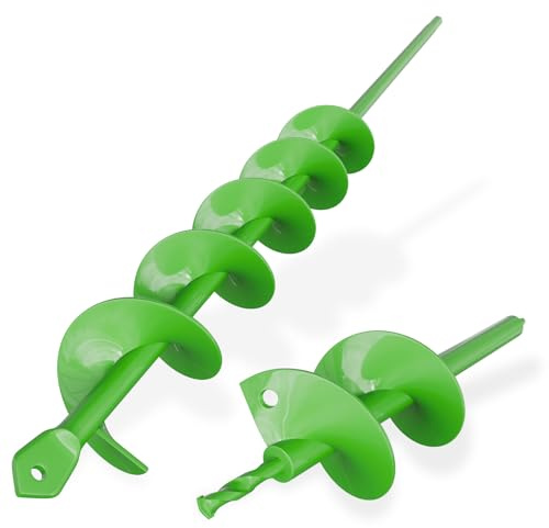ZENIX Lot de 2 tarières de jardin 40 × 450 + 100 × 400 mm pour visseuse sans fil, outil de creusage pour planter, percer et percer