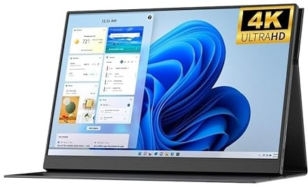 ZKALQECNF Moniteur Portable Écran Externe IPS 4K HD 16 Pouces 100% SRGB, luminosité 400 nits, deuxième écran Portable Écrans PC