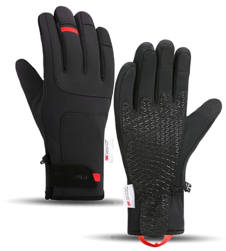 Harssidanzar Guantes de running táctiles hombre Guantes de invierno guantes de trekking SM064EU,Negro,Talla L
