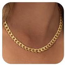 SLOONG Halskette Damen Gold Wasserfest Panzerkette Edelstahl Kette Gold Goldkette Damen Schmuck Geschenk für Frauen 60cm