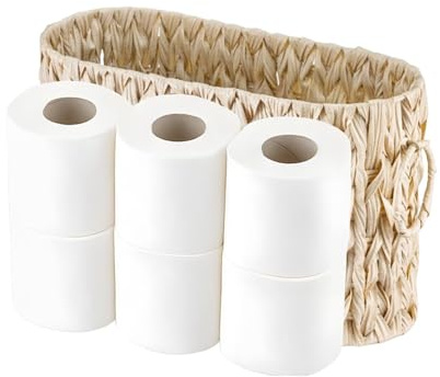 Toilet Roll Storage Basket 40x16x24cm Toilet Paper Storage Containers Organizer for 6 Mega Rolls for Bathroom Storage, Free Standing Magazine & Newspaper Holders