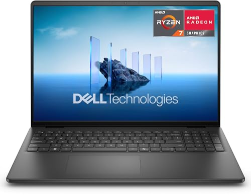 Dell 16 PC Portable DC16255 AMD Ryzen 7 250, 16 2K (1920x1200) Antireflet, AMD Radeon, 16 Go RAM DDR5, 1 to SSD, Windows 11 Home, Clavier rétroéclairé AZERTY – Carbon Black