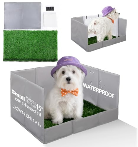 HQ4US 4LEGS Dog Grass Pad with Tray Foldable Dog Litter Box High Walls, Odor Free Artificial Grass for Dogs Potty, Pee Pad Holder, Seamless, No Assembly, Waterproof, Easy Clean, Portable for Travel