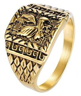 Fengw Siegelring, gewölbt, Adler, Gravur, Edelstahl, Vintage-Schmuck für Herren, Edelstahl