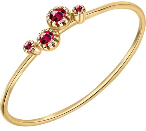 Skcess 9 Karat Gelbgold Ring Frauen Rubin Rot, Damenringe Größe 63 (20.1)