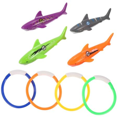 DECHOUS Giocattoli Subacquei per Ragazzo Ragazza Anelli da Immersione Colorati Set 8 Pezzi Giochi Piscina Divertimento Estivo Addestramento Nuoto Giochi D’Acqua