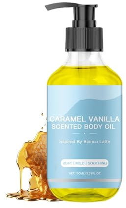 Olio per il corpo alla vaniglia e caramello, emolliente per la pelle, 100 ml, palmo illuminante per il corpo, olio da massaggio idratante, texture luminosa della pelle, per la cura mattutina, routine