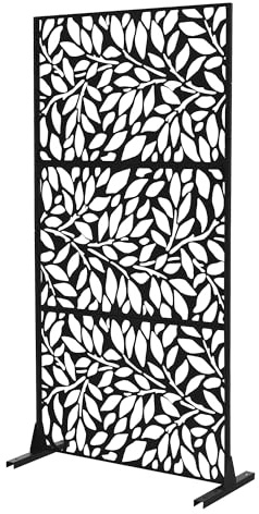 ML-Design Biombo Separador de Ambientes Firenze 90x180cm Pantalla de Privacidad con 3 Paneles Tabique Extensible Soporte Divisor Autoportante Decorativo Moderno Resistente a la Intemperie para Jardín