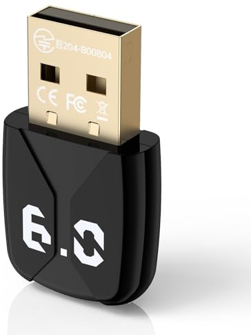 Adattatore USB Bluetooth 6.0 per PC, ricevitore Dongle Bluetooth 6.0, portata 30 m, EDR & BLE, Plug and Play, per Windows 11/10/8.1 per PC/desktop/laptop/tastiera/mouse/stampante/cuffie/altoparlanti