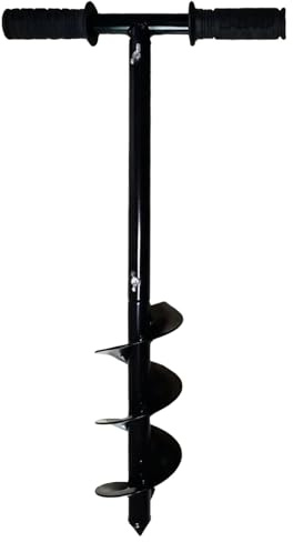 Taladro manual de tierra con broca en espiral, herramienta aireadora de compost, 9,90 cm x 60 cm, taladro de tierra de mano de acero para plantar, jardinería, preparación del suelo