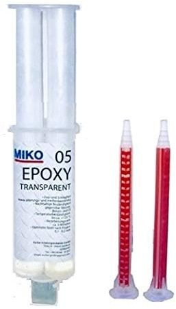 2K Epoxidharz Klebstoff 30 Minuten, 25 ml, inkl. 2 Tüllen für Metall Beton Holz Glas Kunststoff Keramik Graphit PU Made in Germany, 5 Minuten Verarbeitungszeit, inkl. 2 Tüllen