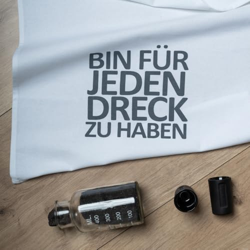 17;30 Geschirrtuch, 100% Baumwolle, humorvoller Spruch Bin für jeden Dreck zu haben!, umweltfreundlich, weiß-grau, 50x70 cm