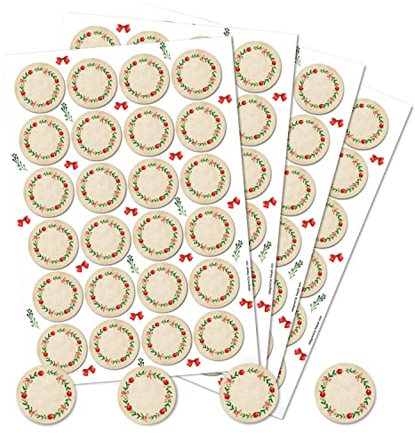 96 Weihnachtsaufkleber beschreibbar 4 cm beige rot grün Weihnachts Sticker Namensaufkleber Geschenkaufkleber Premium Made in Germany Logbuch-Verlag