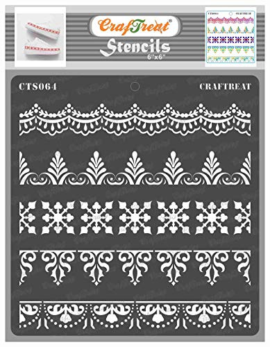CrafTreat wiederverwendbare verzierte Bordüren-Schablonen zum Malen auf Holz, Wänden und Fliesen – verzierte Bordüren – 15,2 x 15,2 cm – DIY-Kunst- und Bastelschablonen