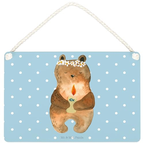 Mr. & Mrs. Panda Schild Bär Kommunion DIN A4 - Geschenk, Wandschild, wandhänger, Teddy, wandtafel, Katholisch, holzbild, Türschild, Gottes Segen, Taufkerze