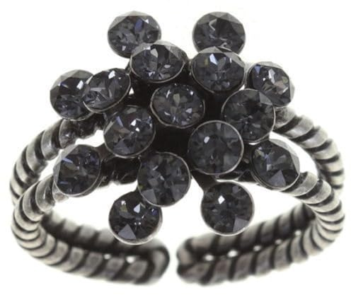 Konplott Magic Fireball Ring grey crystal silver night mini Mini (16mmØ) - Ringgröße verstellbar
