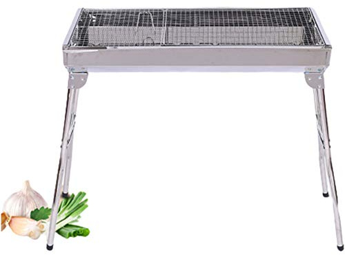 Charcoal BBQ Grill Charcoal Barbecue, Outdoor Folding Portable Barbecue Grill Stainless Steel Barbecue Grill Suitcase, Kebab Charcoal Barbecue for 4-6 People for Garden, Picnic, Camping,Standard