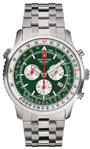 Swiss Alpine Military Orologio analogico al quarzo da uomo 7078.9 in acciaio inossidabile, Acciaio/Acciaio/Gn-si - 9134sam, Bracciale