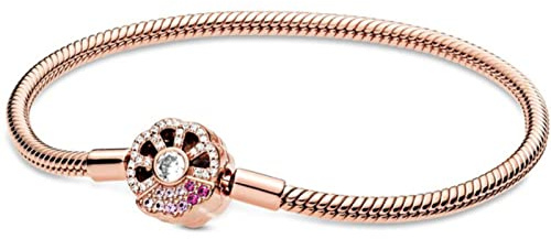 Kaytong Rose Gold & Silber Funkelnde Krone O Schlangenkette 925 Sterling Silber Armband Armreif Bead Charm Diy Einfacher Schmuck-Roségold,20cm