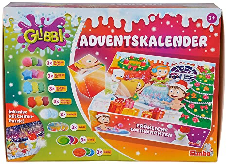 Simba 105953614 - Glibbi Adventskalender, 24 Überraschungen, Badewannenspielzeug, Badespaß, Badebombe, Glibber, Schleim, Badekugel, ab 3 Jahren