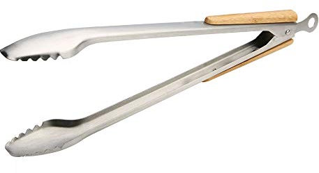 RTHGTFQZ Pinze Cucina Pinze Alimentari in Acciaio Inox con Manico in Legno, Adatto for Cucina, Barbecue Antiaderente, Dimensioni: 2.16 * 18.7in
