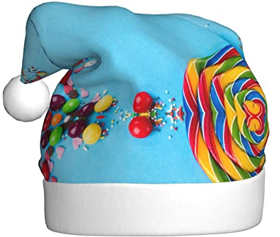 Lollipop Conffiti Cracker Schokolade Erwachsene Plüsch Weihnachtsmütze -- Geeignet für Weihnachten und Neujahr Urlaub Partys, weich, leicht und taktil.