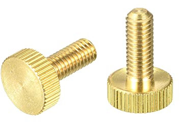 sourcing map Knurled Thumb Screws, M6x16mm Flat Brass Bolts Grip Knobs 18mm Dia. Fasteners for PC, Electronic, Mechanical 2Pcs
