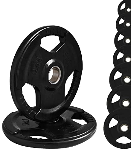 G5 HT SPORT Unisex – Erwachsene Olympische Scheiben aus Gusseisen mit Loch Ø50 gummierte Olympia, (2 x 1,25 kg) schwarz, DA 1.25 KG A 25 KG