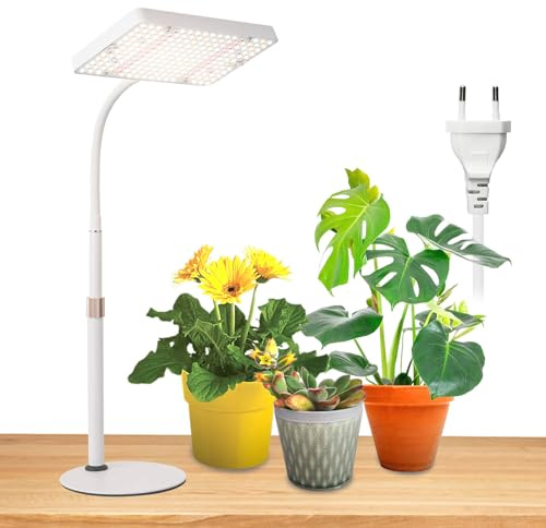 JINHONGTO Tischplatte Pflanzenlampe LED Vollspektrum, Höhenverstellbar und Daisy Chain Funktion, Pflanzenlicht LED Vollspektrum, Weiß Grow Lampe, Pflanzenlampe für Zimmerpflanzen