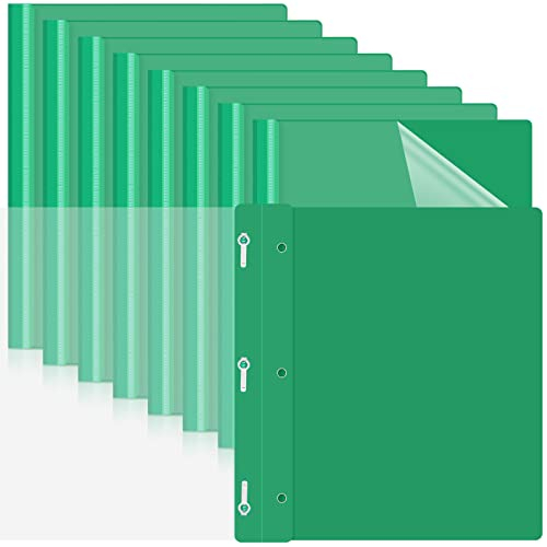 Teling Transparente Vorderseiten mit Zinken, Kunststoff-Präsentationsmappen, 3 Zinken, Lebenslauf-Portfolio-Ordner für die Schule, Grün, 48 Stück