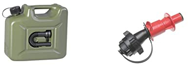 hünersdorff 801000 Kraftstoff-Kanister PROFI 10l, oliv & Kraftstoff Sicherheits-Einfüllsystem für PROFI + ECO Doppelkanister, mit Füllstopp und integrierter Belüftung, E10 geeignet, 16,0 x 5,4 x 5.4cm