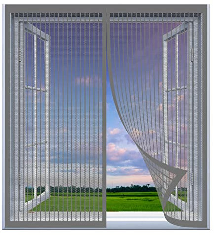 Insektenschutztür Fliegenschutz 80 x 110 cm Fliegengitter Fenster Einfache Installation Auto Schließen Magnet Fliegengitter Für Alle Universalfenster, Grau