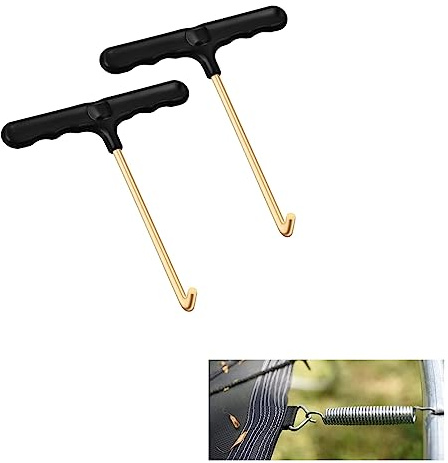 2 Stück Trampolin Federzug Werkzeug Kit Teile, T-Haken Zelt Peg Puller, Trampolin Federwerkzeug Abzieher Haken, Trampolin Peg Puller mit Kunststoffgriff für Springen Trampolin Federinstallation