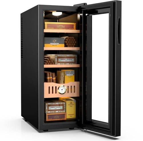 Mojgar 35L Elektrischer Humidor, 250 Zähler elektronischer Zigarren Humidor, Kühler Humidor Schrank mit Kühlung Temperaturregelung, Geschenk für Männer