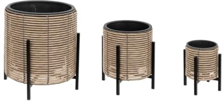 Atmosphera - Set de 3 Pots sur Pied cam d17 25 36cm Beige