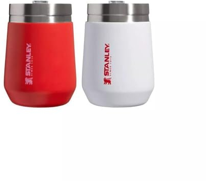 Stanley Vasos Everyday Go de acero inoxidable de 10 onzas, paquete de 2 unidades, rojo/blanco, pequeño, 200-00-4949