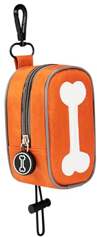 Fockety Distributeur de Sacs de Merde de Chien, Support de Sac de Merde de Chien Portable et Durable en Tissu Oxford pour la Marche (Orange)