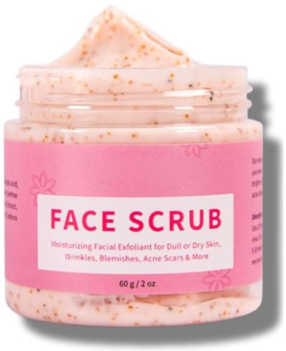 Face Scrub with Retinol and Vitamin E - Exfoliating Face Wash Scrub, Face Exfoliator, Face Scrub for Women, Gentle Facial Scrub Cleanser for Peeling Brightening, Blackheads & Acne, Hydrating Skin